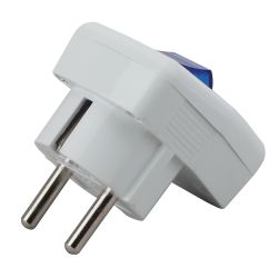 Вилка ЭРА Vx5-W с заземлением с выключателем 16A белая | Штепсельные вилки и розетки