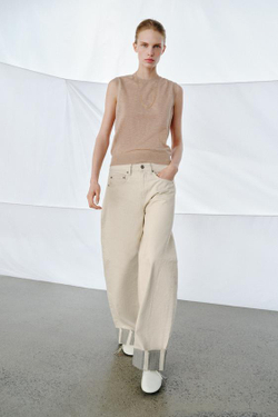 ZARA ДЖИНСЫ RELAXED СО СРЕДНЕЙ ПОСАДКОЙ — ZW COLLECTION, ЭКРЮ