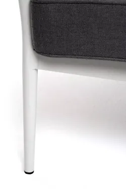 "Касабланка" диван 3-местный плетеный из роупа, каркас алюминий светло-серый (RAL7035) муар, роуп серо-коричневый 23мм, ткань серая 017