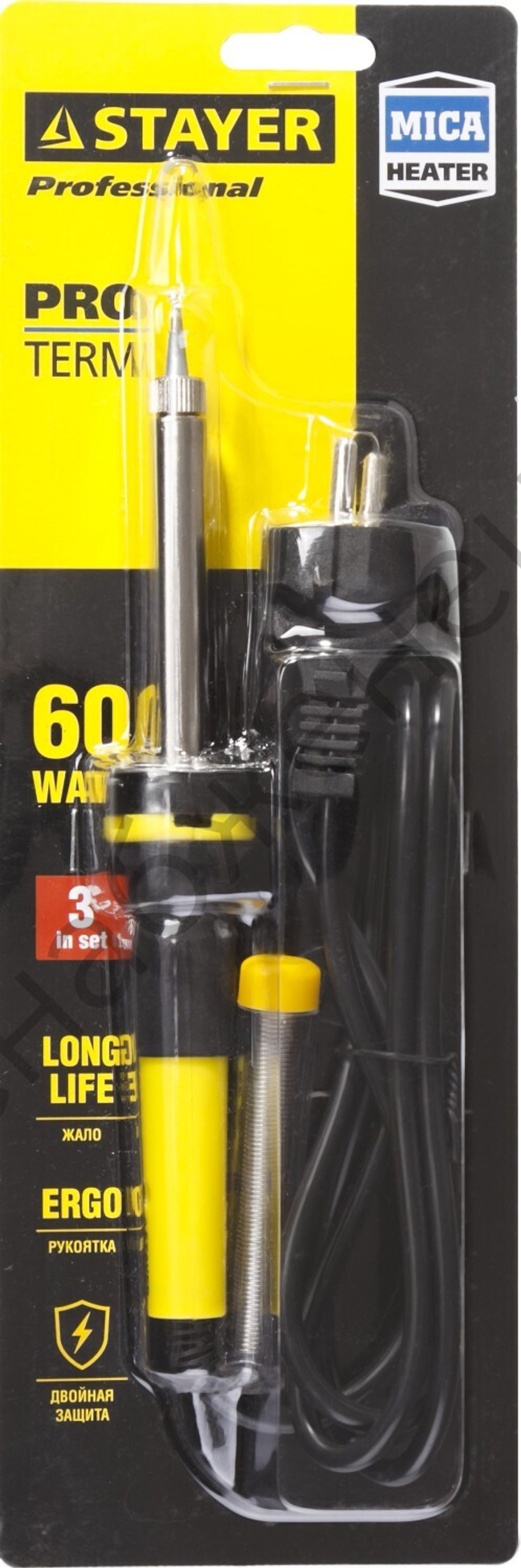 STAYER PROTerm 60Вт конус, в наборе: припой + подставка, 2К рукоятка, Электропаяльник (55300-60)