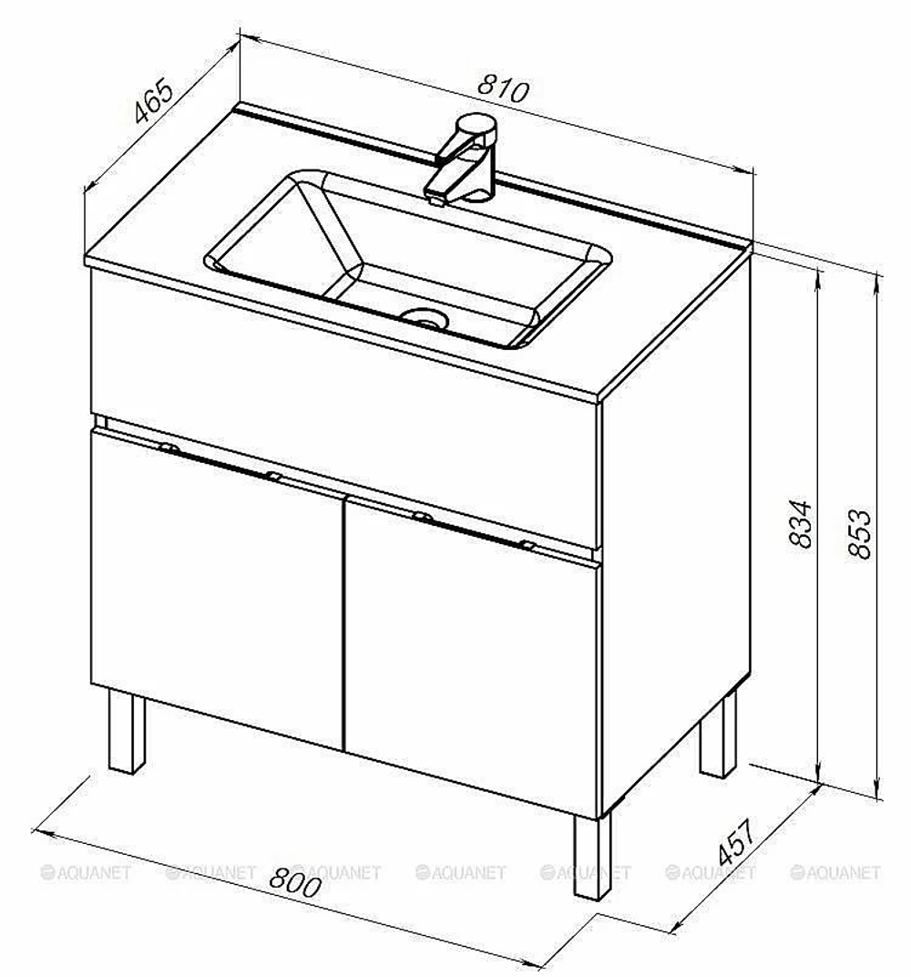 Тумба с раковиной Aquanet Алвита New 277550 80 белый матовый