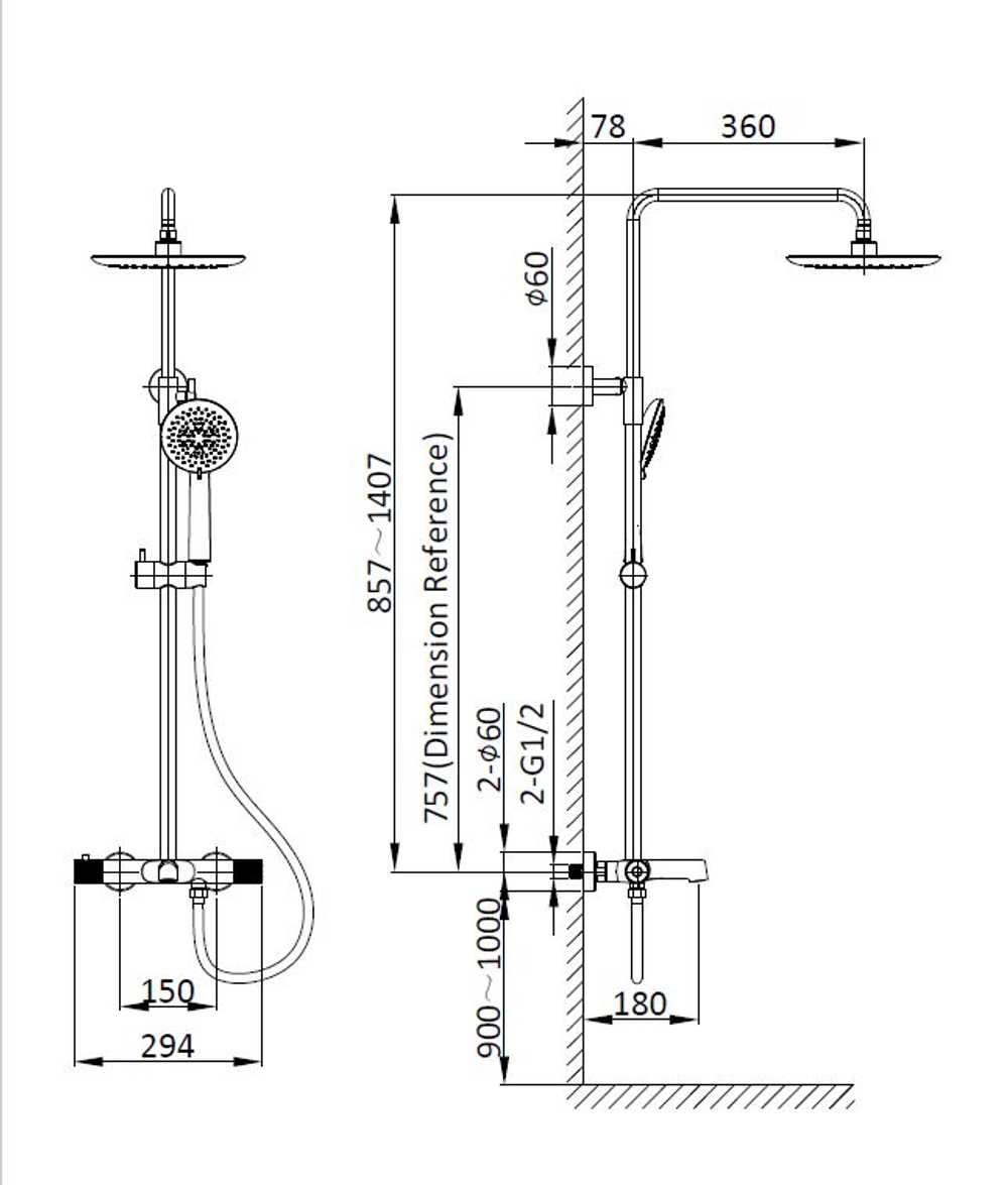 Душевая стойка Vincea Desire VSFS-1D1TGM термостатическая, вороненая сталь