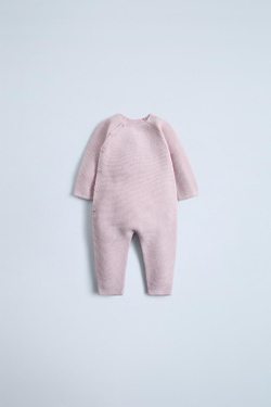 ZARA КОМБИНЕЗОН С УЗОРОМ «КОСЫ», СВЕТЛО-РОЗОВЫЙ