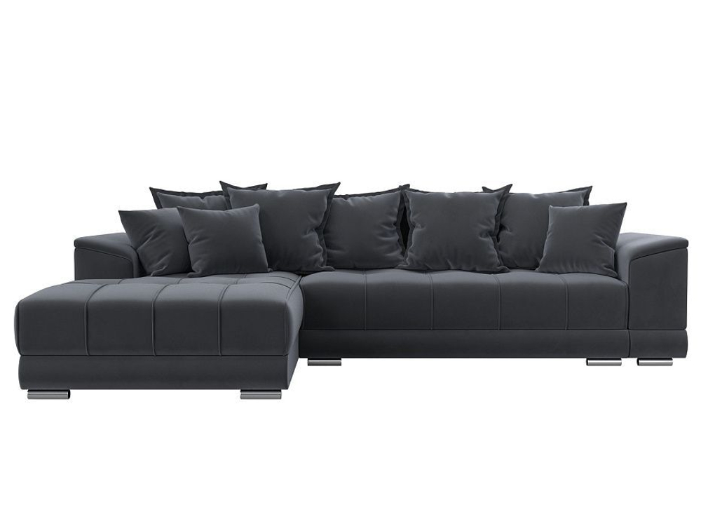 Диван угловой НордСтар левый угол, Серый, Велюр, 121110L