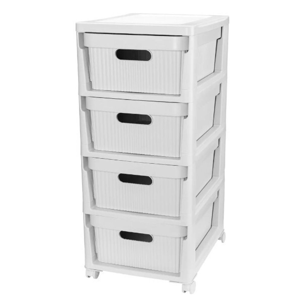 Комод на колесах velvet, 4 ящика, 300х385х690 мм (светло-серый флэк)