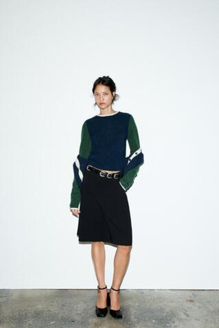 ZARA ТРИКОТАЖНЫЙ ДЖЕМПЕР В ЦВЕТЕ КОЛОР-БЛОК, РАЗНОЦВЕТНЫЙ