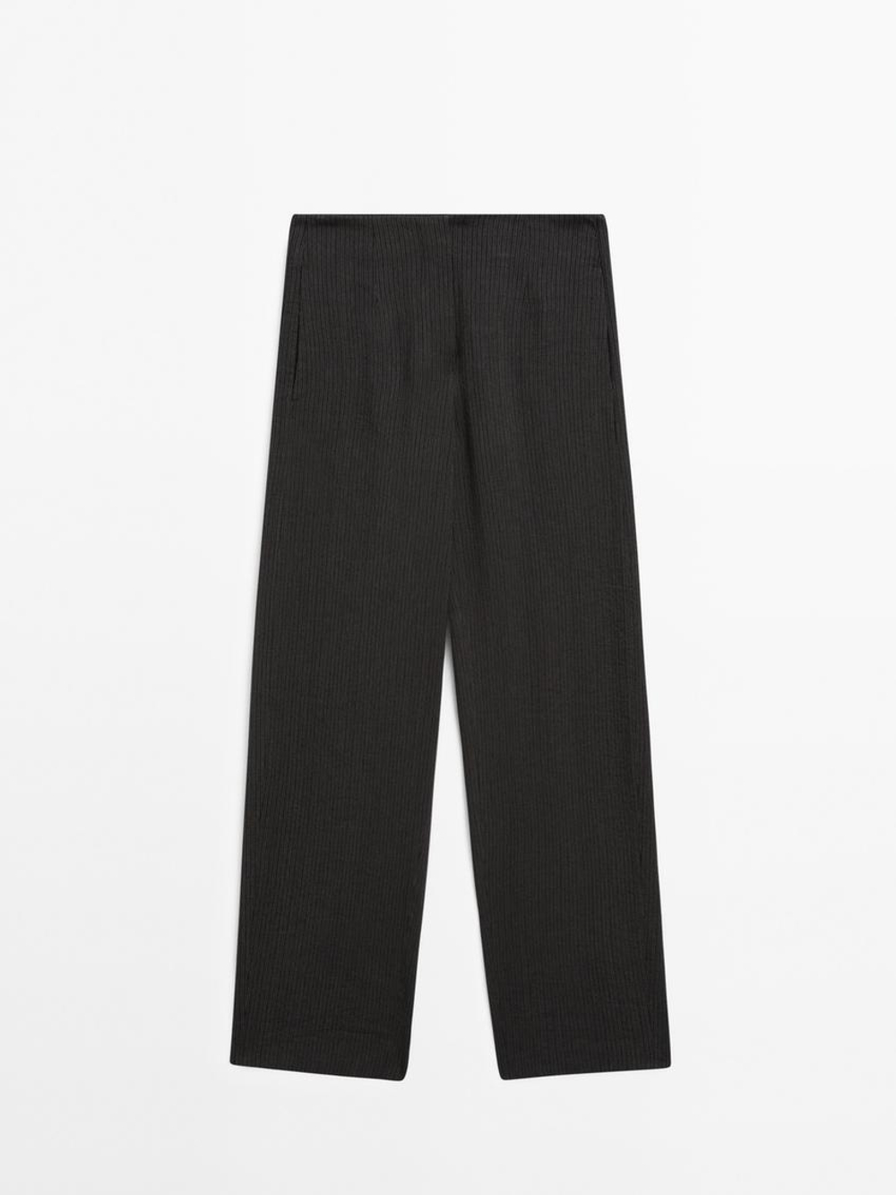 Massimo Dutti Костюмные брюки из смесового хлопка в полоску, темно-серый