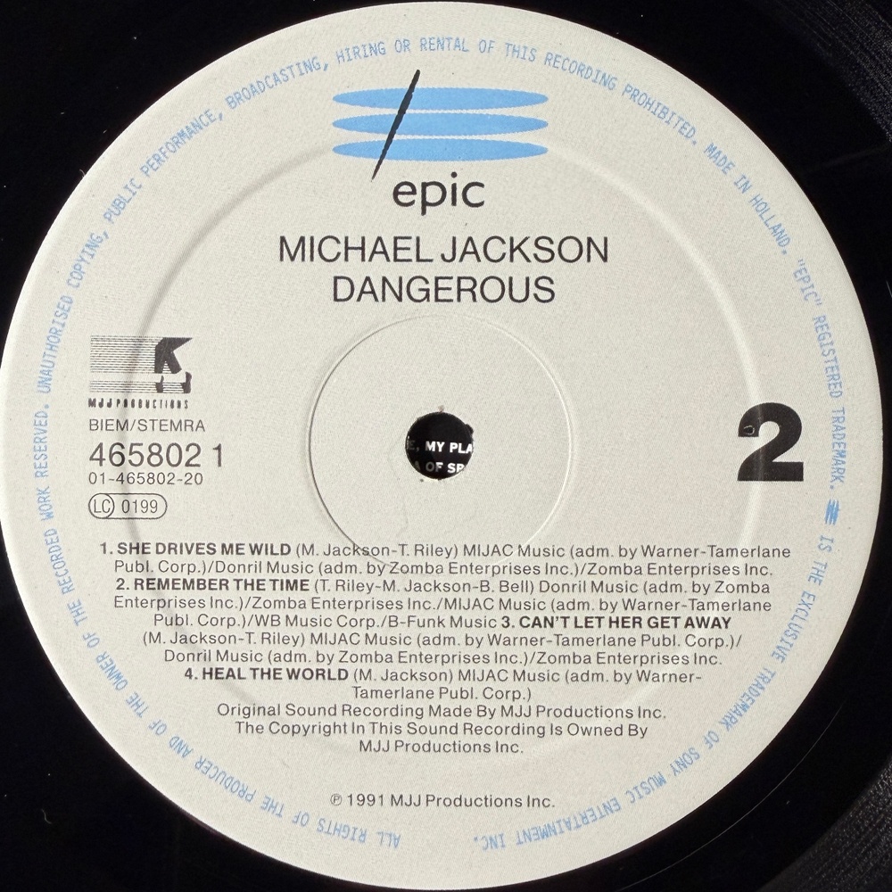 Michael Jackson - Dangerous 2LP (Голландия 1991г.)