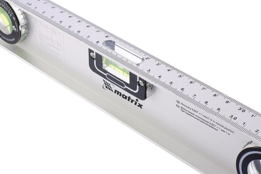 Уровень алюминиевый "Рельс", 400 мм, 3 глазка (1 поворотный) Matrix, 34020