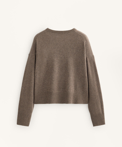 Oysho Джемпер с круглым вырезом из 100% кашемира, серо-коричневый