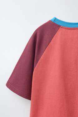 ZARA ФУТБОЛКА РЕГЛАН С ТЕКСТОВЫМ ПРИНТОМ, РОЗОВЫЙ