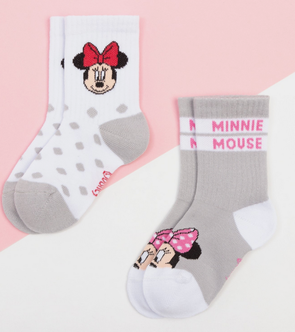 Набор носков для девочек "Minnie" Минни Маус, серый/белый, 14-16 см 4326307