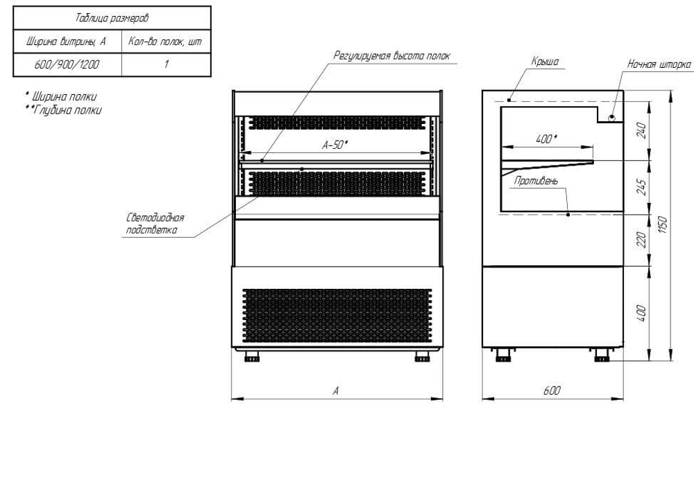 Напольная холодильная витрина-горка Finist FRESH CUBE