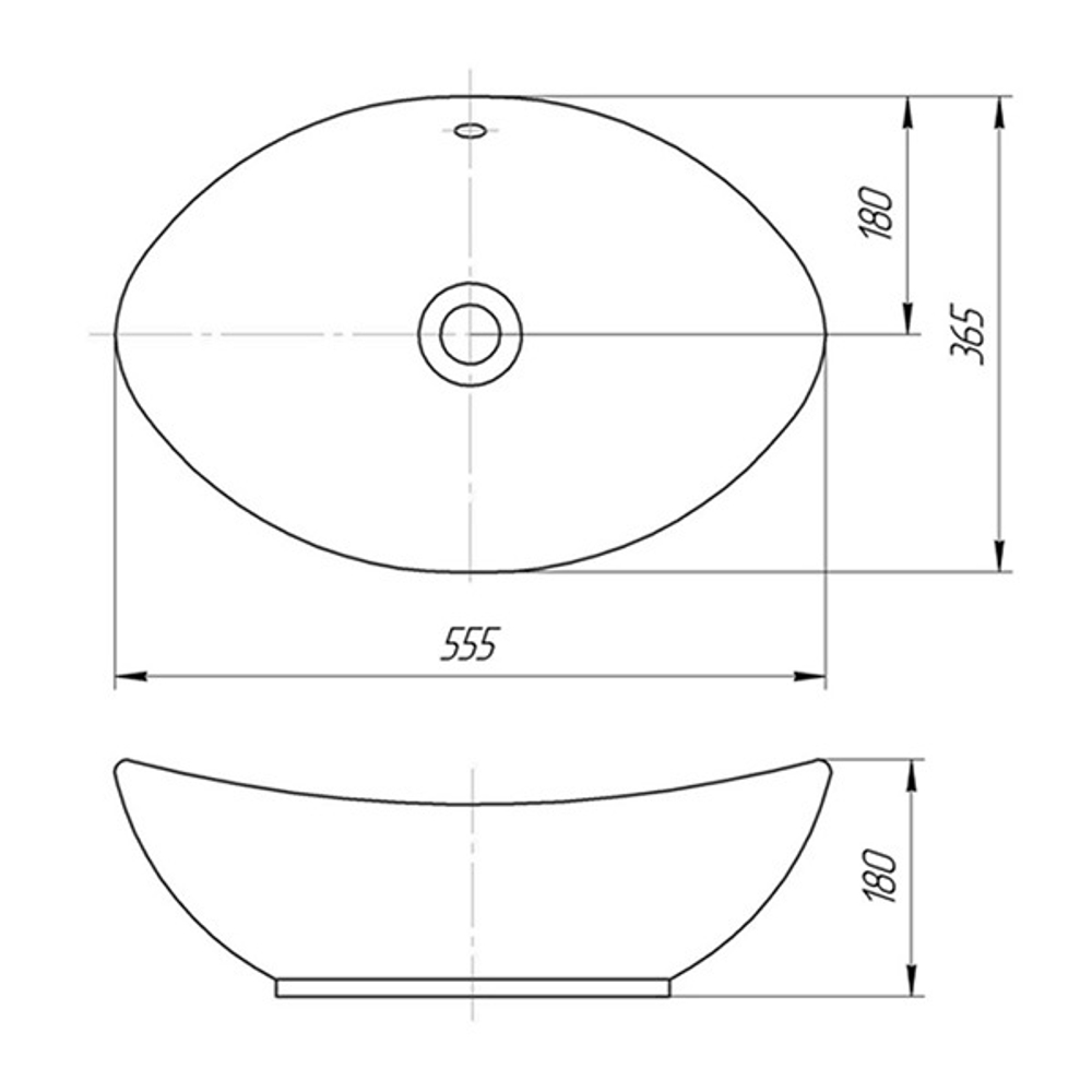 Раковина накладная на столешницу "Гамма-56*37" ш*г овал (Kirovit)