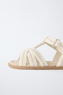 ZARA ВЯЗАНЫЕ САНДАЛИИ BAREFOOT, ЭКРЮ