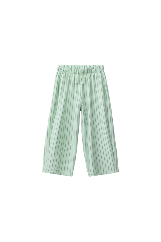 ZARA БРЮКИ RELAXED В ПОЛОСКУ, СВЕТЛО-ЗЕЛЕНЫЙ