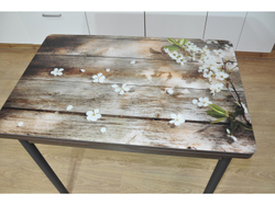 Симпл фотопечать стол обеденный раскладной / цветы на досках/венге/черный