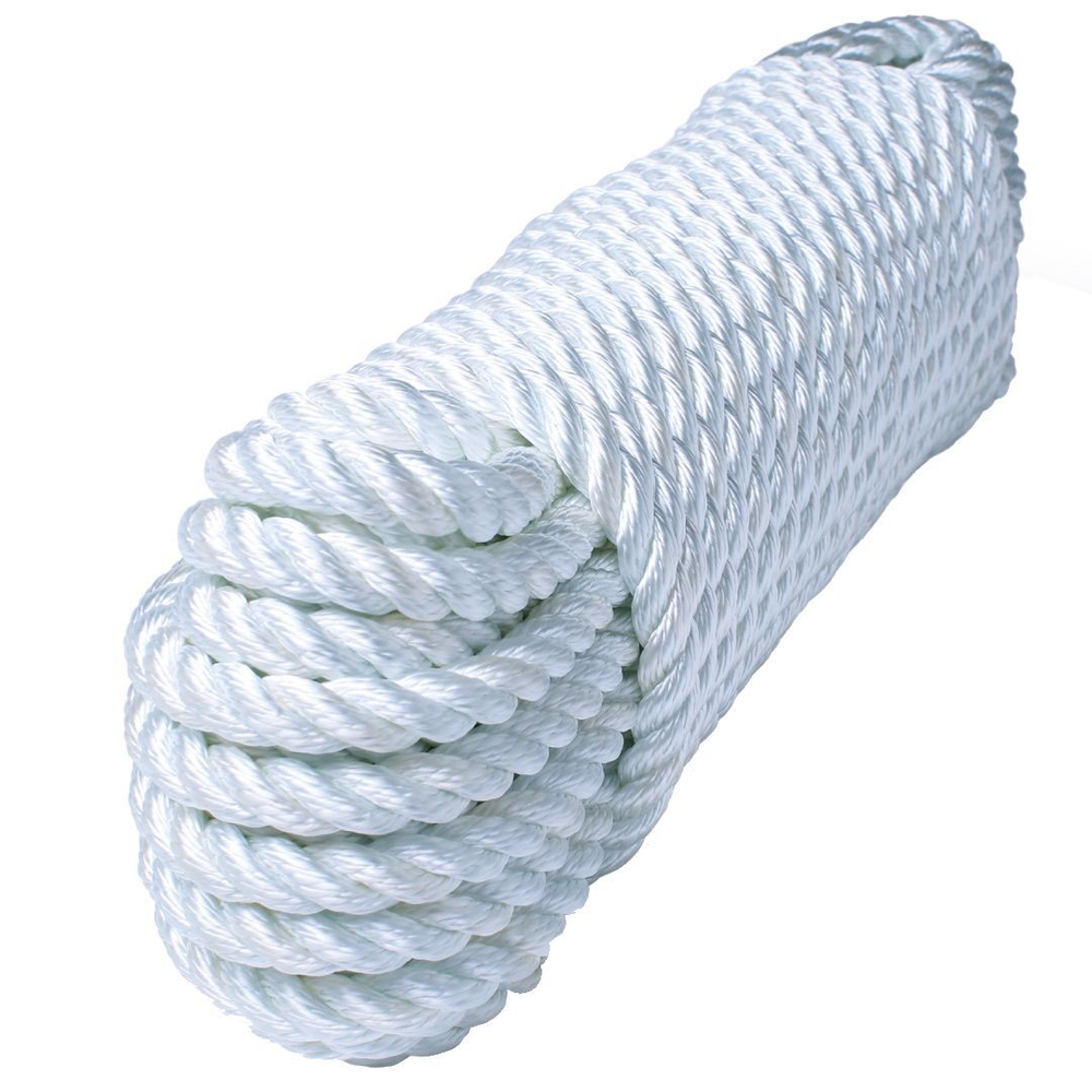 Швартовый трос (канат крученый) Петроканат ШВАРТОВЫЙ 12,0 мм, белый, 2200 кг, 9 м, евромоток