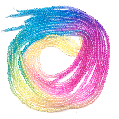 Стеклянные разноцветные граненые бусины 2 мм (нить)