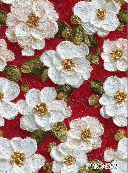 В ПУТИ, ИМПАСТО, БЕЛАЯ МАЛЬВА НА КРАСНОМ 1