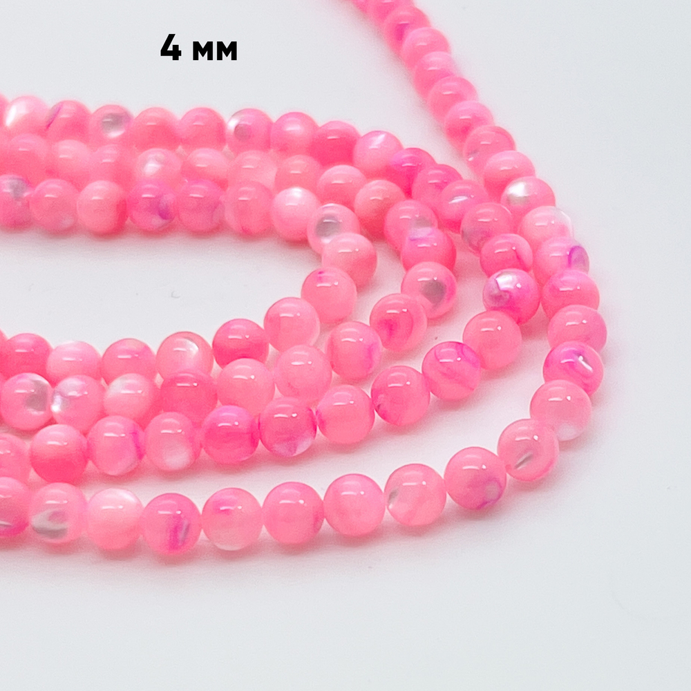 Перламутр тонированный, цвет фуксия, диаметр 4 мм, цена за нить 38 см