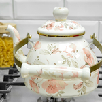 Чайник 2,6л эмаль "Flowers", индукция, комб. ручка "под золото", Z-4501