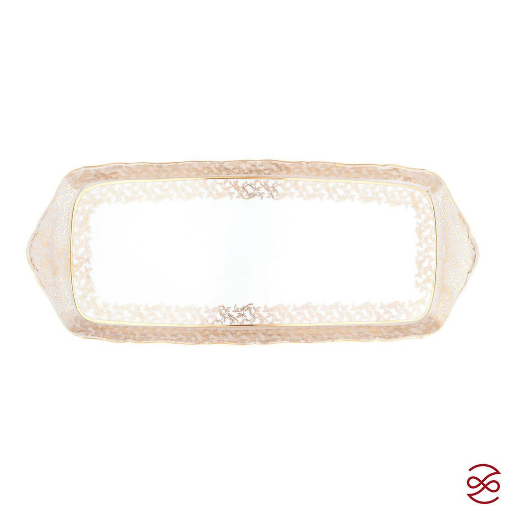 Поднос на ноге Queen's Crown ARISTOKRAT Лист Бежевый 37 см