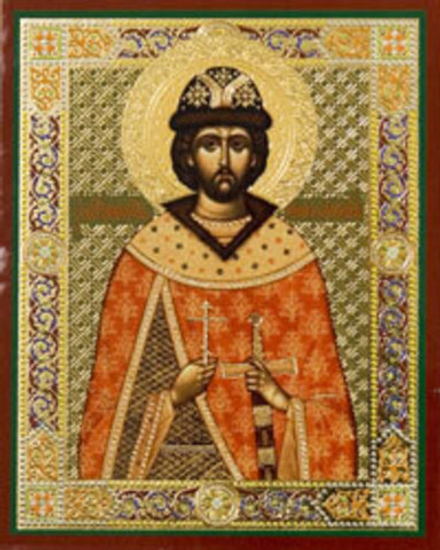 Икона на деревянной основе Юрий св. блгв. кн. 8х6 с тиснением золотой фольгой, в упаковке (Ермей)