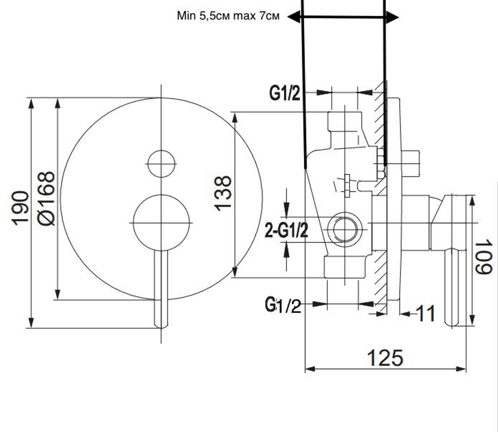 Душевая система скрытого монтажа Grocenberg GB5099MG-2 Матовое золото