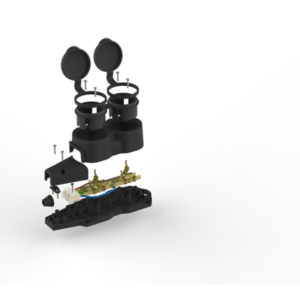 Колодка ЭРА KX-2e-B-IP44 каучуковая с заземлением 2 розетки 16A IP44 черная | Колодки