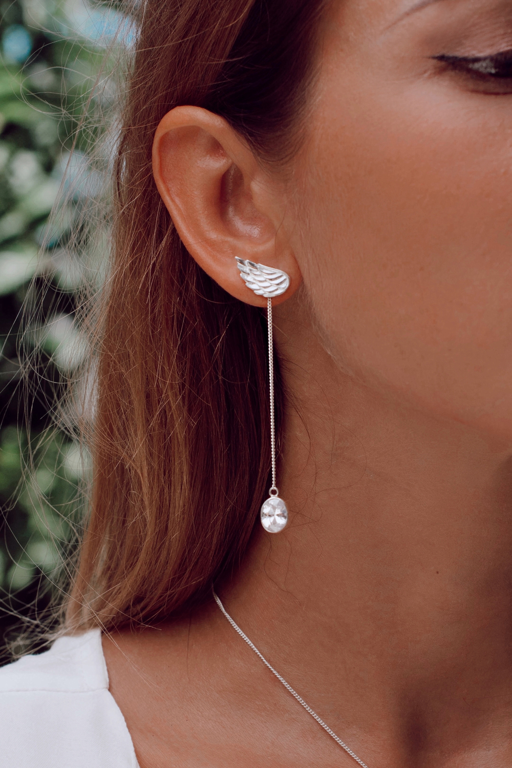 Серьги-трансформеры «Невесомость» с белым цирконом