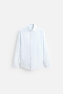 ZARA РУБАШКА ОКСФОРД В ПОЛОСКУ, ГОЛУБОЙ