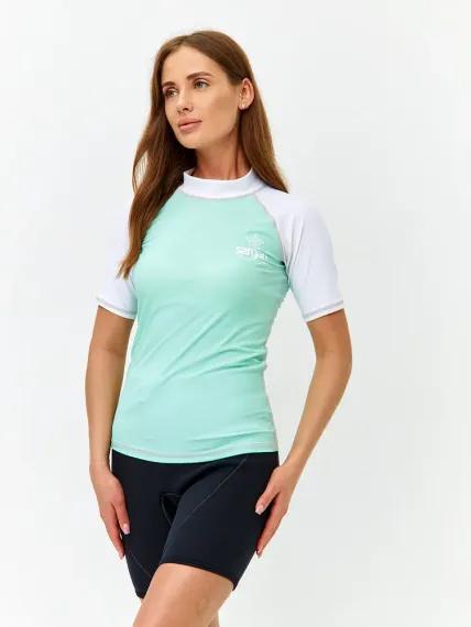 Футболка рашгард Sargan Агидель UPF 50+ женская св.мятный/белый