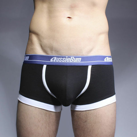 Мужские трусы хипсы черные с синей резинкой Aussiebum Classic Hip Black AB00240