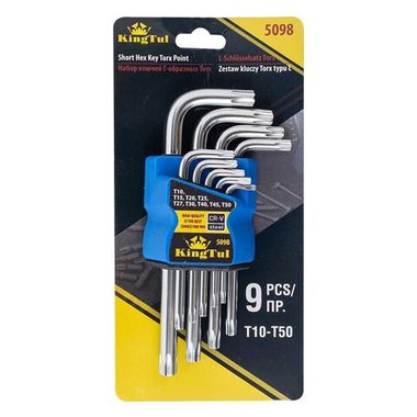 Набор ключей Г-образных Torx 9пр.(Т10,15,20,25,27,30,40,45,50)в блистере KINGTUL KT-5098