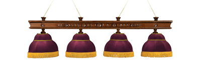 Лампа Ампир 4пл. ясень (№11,бархат зеленый,бахрома желтая,фурнитура золото)