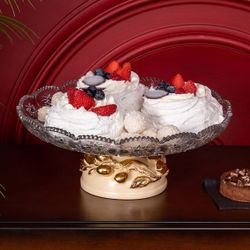 Фруктовница-конфетница Oliva Branch (Олива Бранч) со стеклянной чашей 1257 Айвори