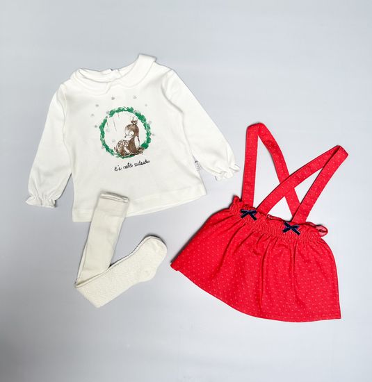 Комплект для девочки, Молочный/красный