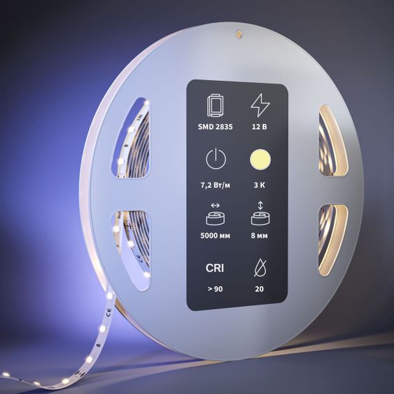 Светодиодная лента Maytoni 7,2W/m 60LED/m 2835SMD теплый белый 5M 201017