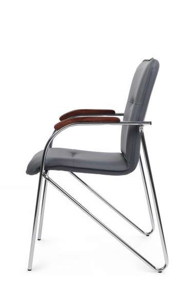 Стул Самба с деревянными подлокотниками SMB-02H Хром гальв. Серый