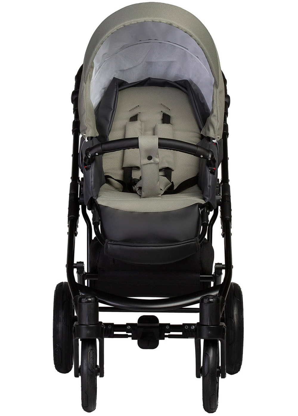 Детская коляска Indigo Mio S 3 в 1 с автокреслом Avionaut Cosmo Grey 05 т.серая кожа+зеленый