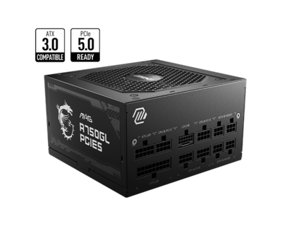 Блок питания MSI  750W, MAG A750GL PCIE5, Full Modular, ATX, 80+ GOLD, КПД >90%, Fan 120mm, Черный