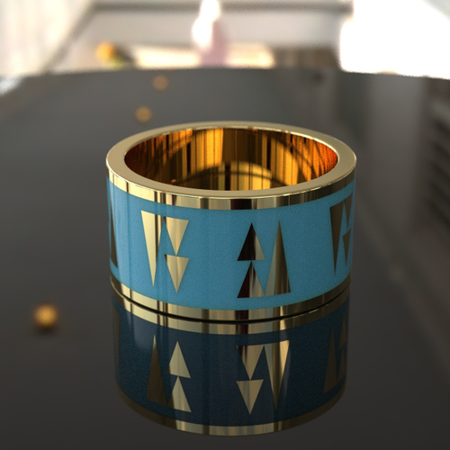 Голубое серебряное кольцо 925 пробы с позолотой и холодной эмалью, ARAT07240004