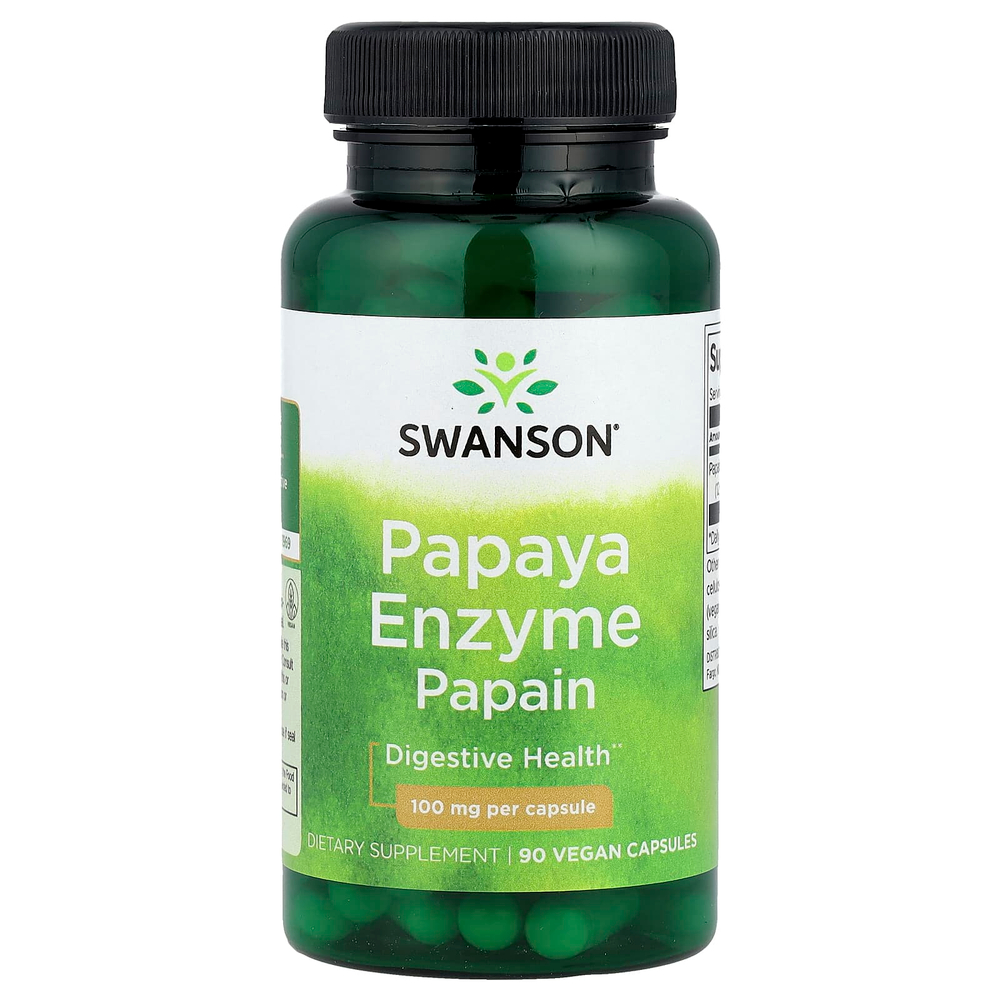 Swanson, Фермент папайи папаин, 100 мг, 90 веганских капсул