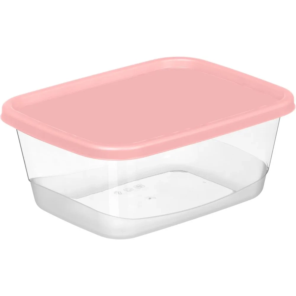 Контейнер для продуктов прямоугольный 0,85л (розовый)