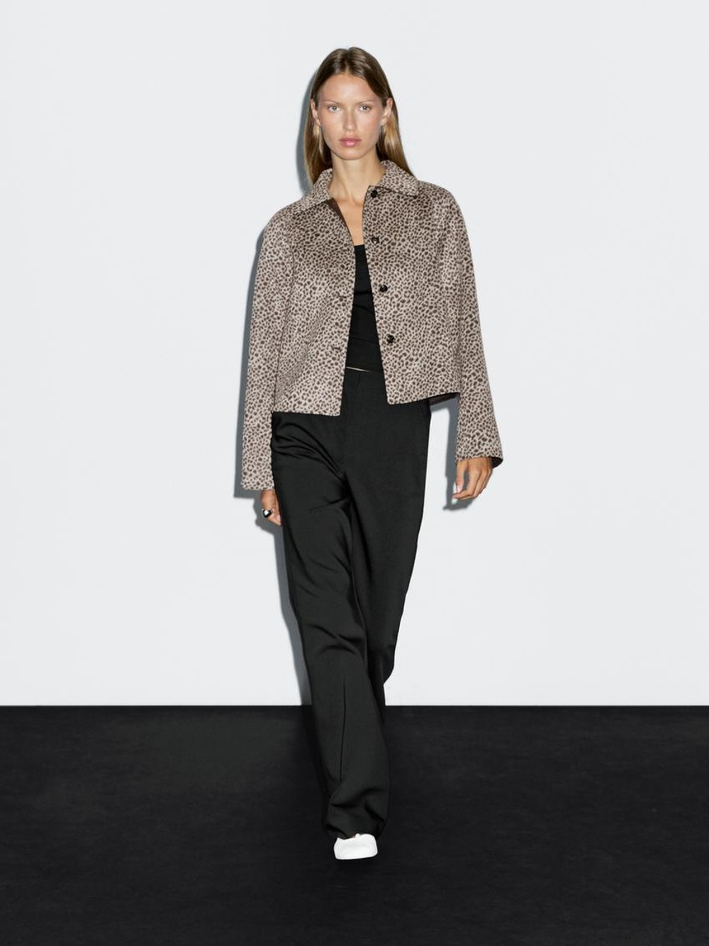 Massimo Dutti Короткое пальто из смесовой шерсти, коричневый