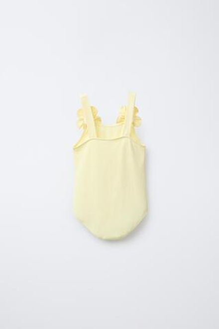 ZARA БОДИ С ЦВЕТОЧНЫМИ ДЕТАЛЯМИ, ЖЕЛТЫЙ