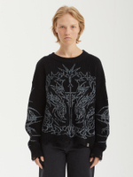 Женский Свитер (Round-neck) Skyra Black Washed Sigil Cross Graphic
