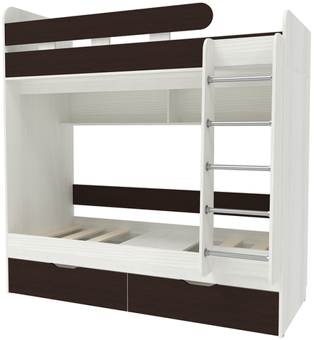 Двухъярусная кровать КарИВи Юниор 5 80x160 Белое Дерево Венге