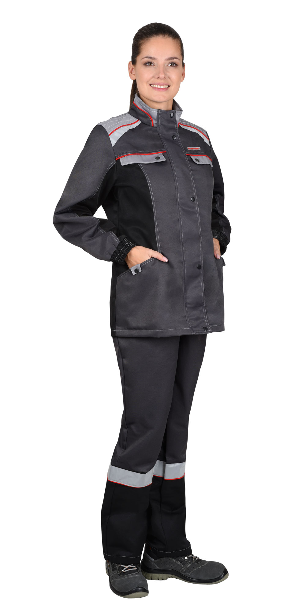 Костюм ВОЛОГДА куртка, брюки т-серый со св-серым и черным